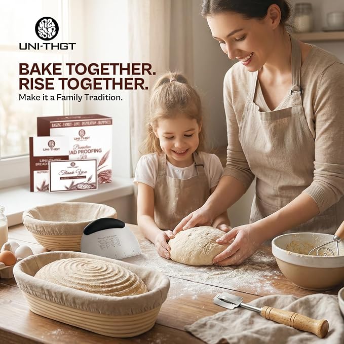 Sourdough Proofing Basket - 9 & 10 Inch Round and Oval Rattan Bread Banneton with Baking Accessories - Fermenting Kit for Bread Making - Gift Baskets for Women