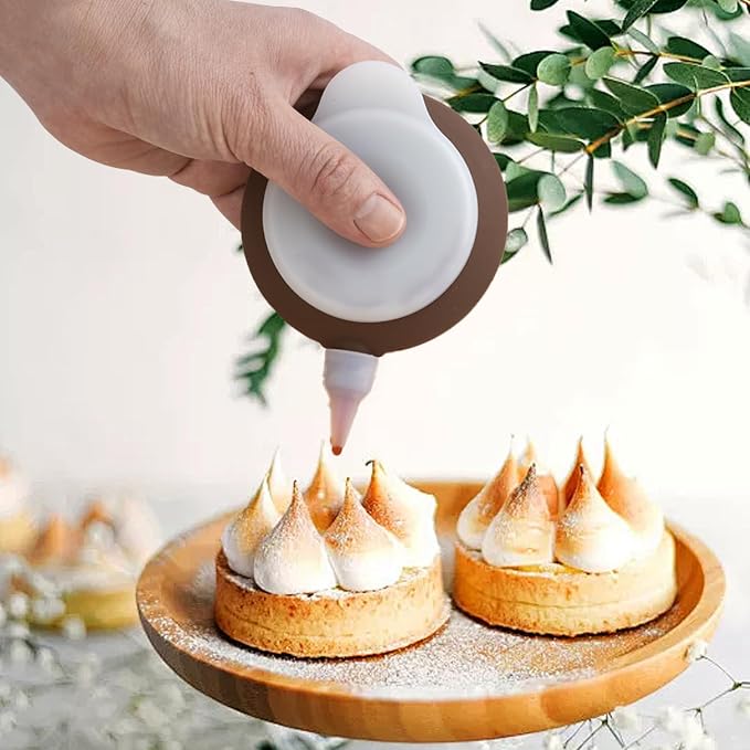 Silicone Macaron Baking Kit, 48 Capacity Macaron Silicone Mat and Decorating Piping Pot with 3 nozzles, Non stick Reusable Macaroon Baking Supplies (Brown)