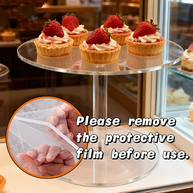 Acrylic Cake Stand for Dessert Table, 7.8 Inch Clear Round Cupcake Stand Display Riser for Birthday Party Wedding Event, Pastry Candy Pizza Display (Small)