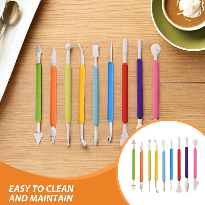 Cabilock 18pcs Fondant Modeling Set Cake Decorating Tools Polymer Clay Sculpting Tools Baking Sculpting Kit for Sugarcraft and Cookie Decoration