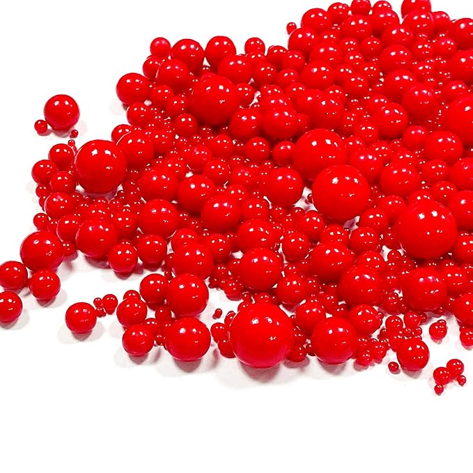 Sprinkles Edible Red Pearl Sugar Sprinkles Candy 142g/5.01oz Mix Size Red Pearls Cookie Decorations and Cupcake Toppings, Wedding Party Valentines Christmas Supplies