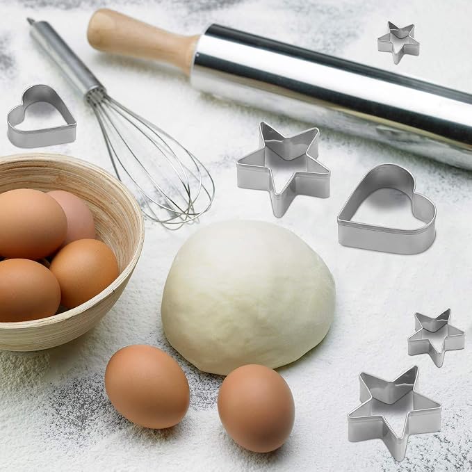 10Pcs Stainless Steel Cookie Cutters Set with Storage Box,Love Heart Shape and Star Shape Mold for Baking,Vegetables, Donuts, Food Decoratin