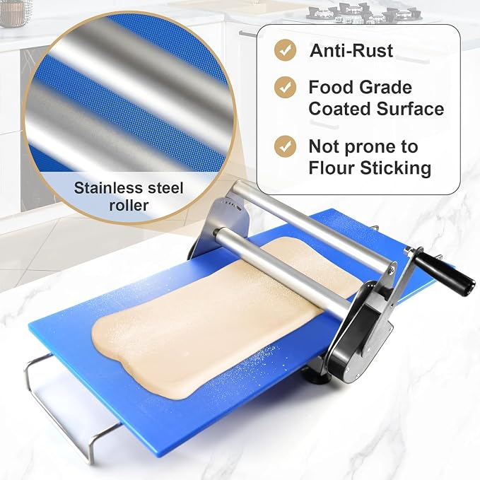 Dough Sheeter Manual Dough Sheeter Machine Stainless Steel for Croissant Pizza Pastry Cookie