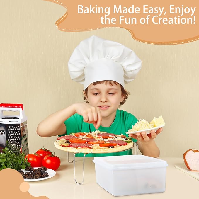 6-pack Dough Pizza Proofing Box Set-4.5l White Food Storage Containers with Lids + 2 Large Plastic Dough Scrapers-food Prep Set