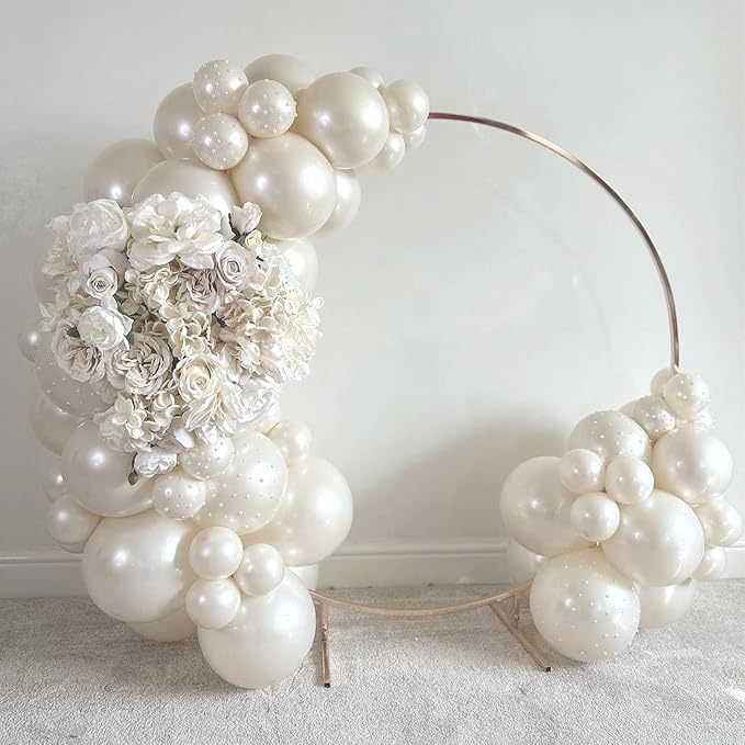 120pcs Pearl White Balloon Arch Kit, 18 12 10 5 inch Pearl White Balloons Different Sizes for Bridal Baby Shower Engagement Wedding Birthday Party Decorations