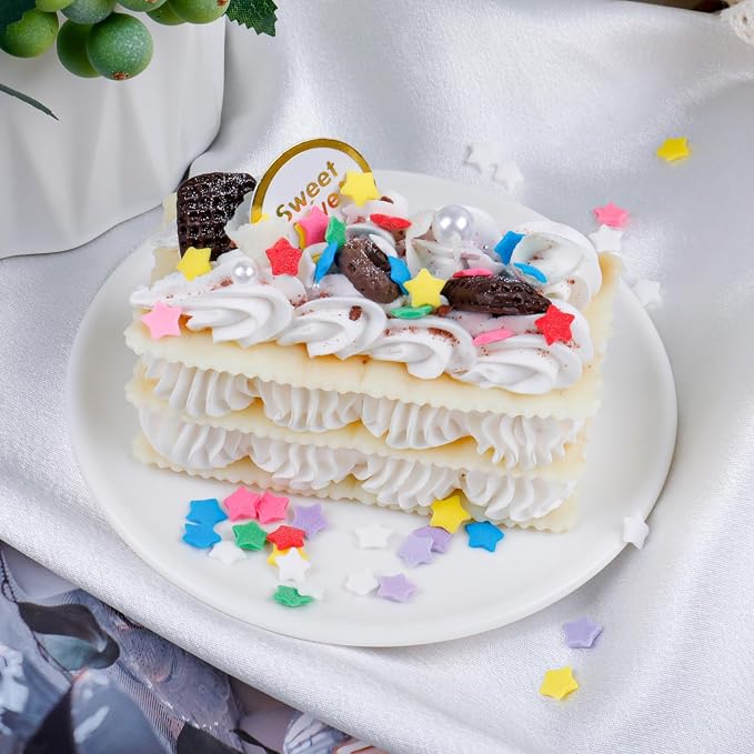 Edible Star Sprinkles for Cake Decorating, Rainbow Sprinkles for Baking, Birthday Sprinkles for Cake, Cookies, Ice Cream and Macaron Toppings