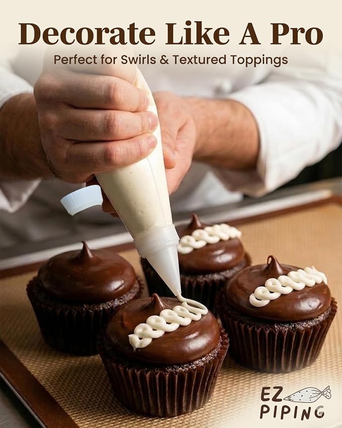 Reusable Plastic Piping Tips Standard Size Round Tip #5 20 Pack with 2 Couplers Round Icing Nozzle for Cake Decoration, Dessert Design Baking Supplies and Piping Bags Base Ø 0.75"Height 1.25"