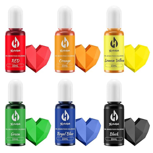 Oil Based Food Coloring for Chocolate 6 Colors x 10 ml Concentrated Oil Food Dye for Melting Chocolate, Candy Melts, Cake Pops, Strawberries - 6 Colors hot