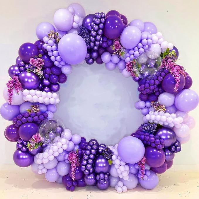120pcs Dark Purple Balloons, 18 12 10 5 inch Purple Balloons Different Sizes Balloon Arch Kit for Graduation Birthday Wedding Baby Shower Party Decorations