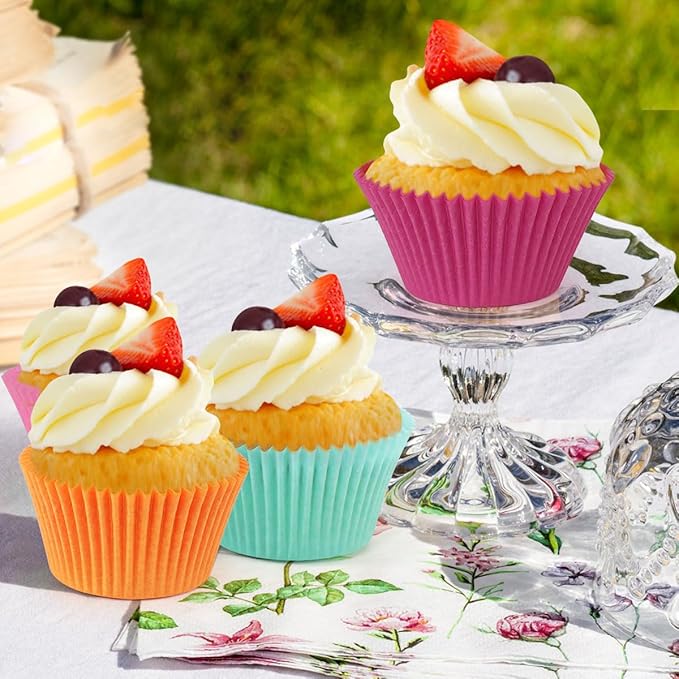 Caperci Colorful Mini Cupcake Liners 350 Counts - Grease-Proof Small Muffin Baking Cups, Odorless, Upgraded & Food Grade Paper Cupcake Wrappers