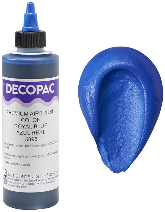 DecoPac Royal Blue Food Coloring, 8 Fl Oz Airbrush Food Color, Edible Airbrush For Cake Decorating, Cookie Airbrush Coloring, Food Airbrush Kit Add-on, Airbrushes For Cake Decorating 8Fl Oz