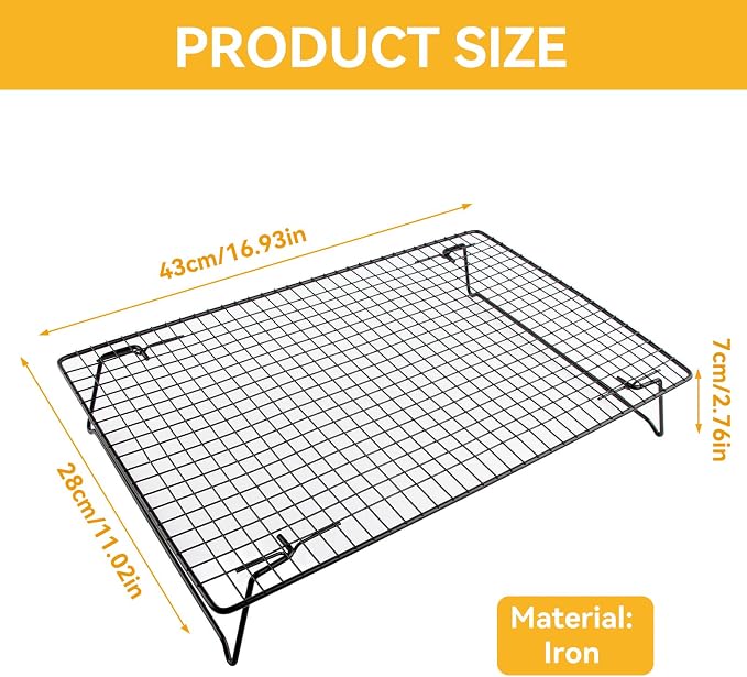 Cooling Rack with Legs, Nonstick Collapsible Wire Rack Stackable Cooling Grid Cookie Wire Grid with Folding Leg for Cooking, Baking, Roasting, Drying Cookie Cake Pizza