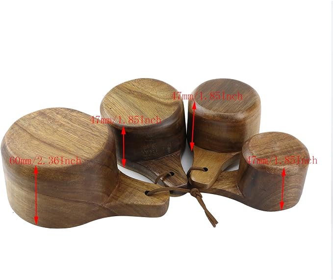 4PCS/Set Wooden Measuring Cup and Measuring Spoon Kit for Baking Cooking Spice Coffee Tea Milk Powder