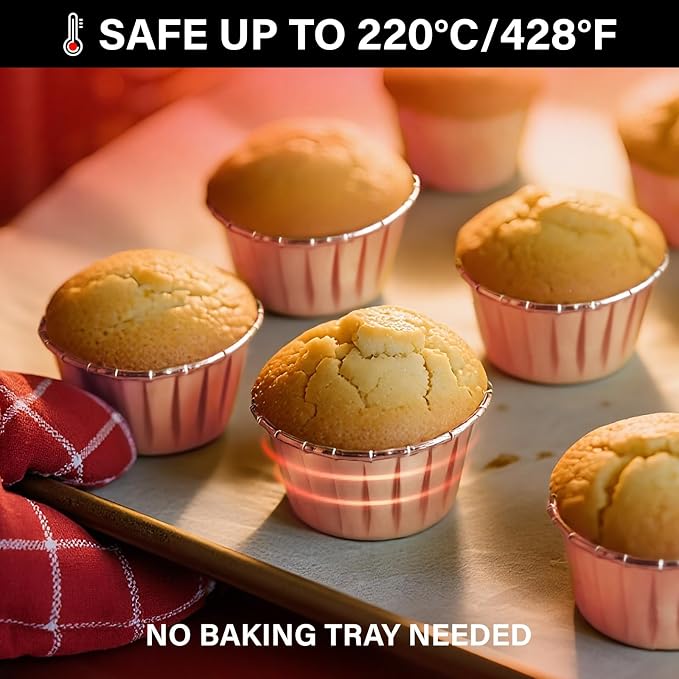 EUSOAR Aluminium Cups for Baking, 100pcs 3.5 oz Disposable Aluminum ramekins, Foil Cupcake Baking Cups Muffin Liners Cupcake Ramekin Holder for Wedding Birthday Party