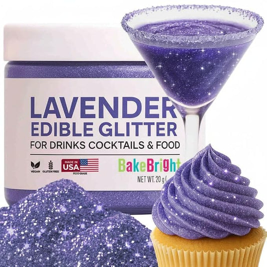 Purple Edible Glitter for Drinks 20g - Purple Edible Glitter for Cakes Cocktails Cake Decoration Sprinkles - Purple Luster Dust for Cocktail & Cake Topper Chocolate Baking Decorating Fondant Cookies - Drink Shimmer Spray - Food Grade Vegan, Kosher, Hal...