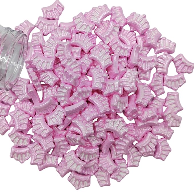 Pink Crown Sprinkles Edible Princess Crown Cake Decorations Cupcake Toppers Baking Cookie Decorating Ice Cream Toppings Celebration Birthday Wedding Decoration