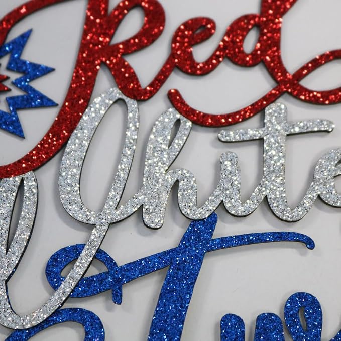 Red White and Two 4th of July Cake Topper | American Patriotic Independence Day Themed & National Day& USA Happy BirthdayParty Supplies