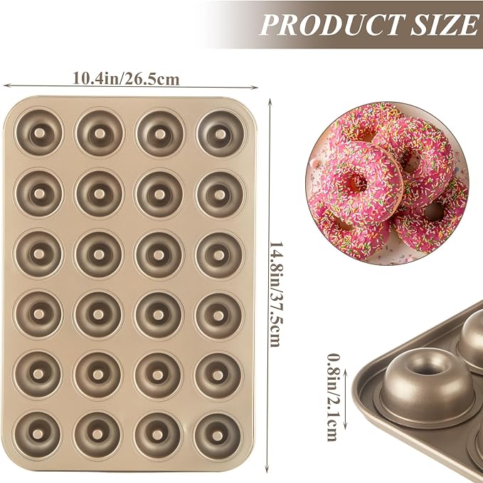 ABuff 2 Pack Mini Donut Pan for Baking Nonstick 24-Cavity Carbon Steel Donut Baking Pan for Homemade Donuts, Versatile Mini Cake Pans Small Mold Donuts Trays, Doughnut Pan for Bakings Enthusiasts