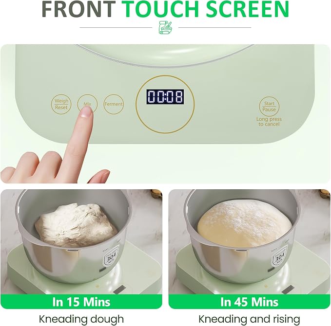 Electric Dough Maker with Ferment & Weighing Function, 5.2QT Dough Mixer with 304 Stainless Steel Bowl, Flour Kneading Machine for Pizza Bread Maker, Microcomputer Timing, Face-up Touch Panel