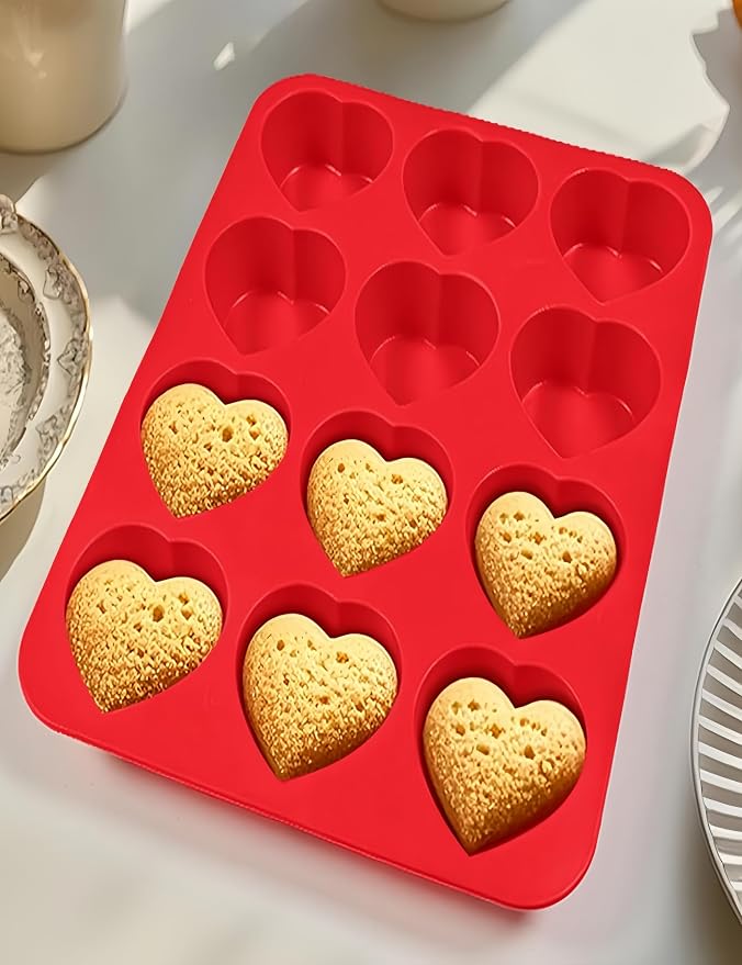 2 Pcs 3.81 Inch Stainless Steel Donut Cutter, Heart Mold, Silicone Cupcake Pan, Baking Molds Silicone Shapes, Heart Bagel Biscuit Dough Divider for Pastry Baking
