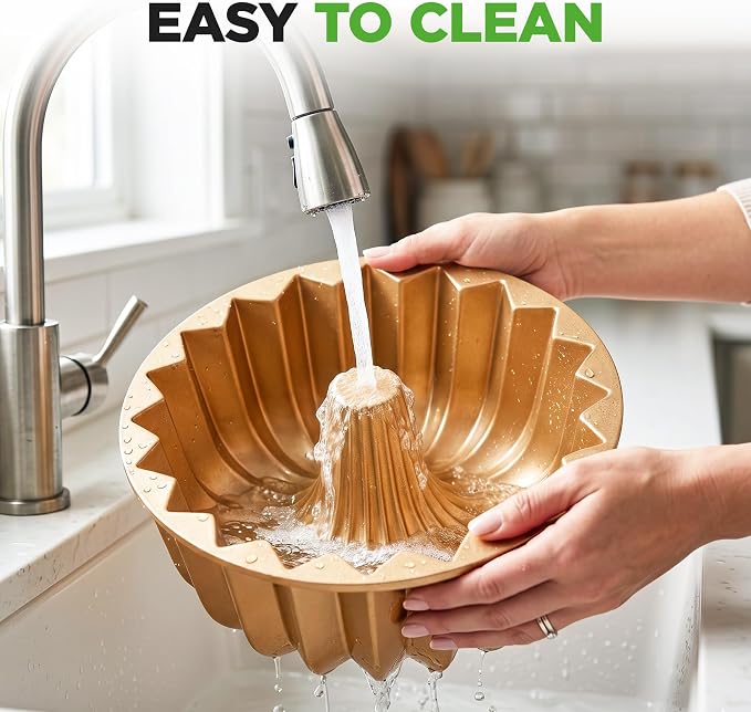 NutriChef Cake Pan - 10 Cups Die Cast Fluted Aluminum Cake Mold, Nonstick for Easy Release and Even Bake, Durable Design, Ideal for Desserts and Casseroles