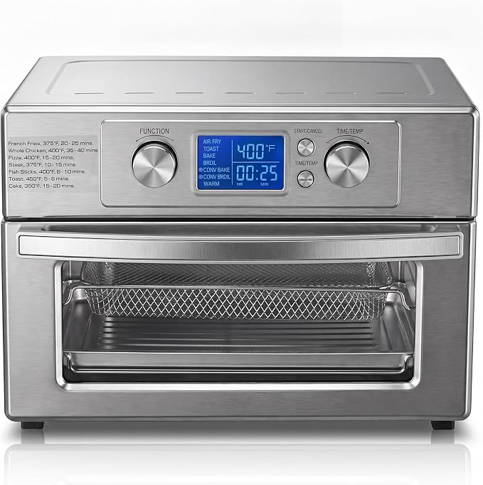 NEWBULIG 23QT Smart Touch Air Fryer Toaster Oven, Multi-Function Electrical Air Fryer Oven Combo, 7-in-1 Steel Countertop Ovens, 1800W Power, 120-Minute Timer, Convection, LCD Display