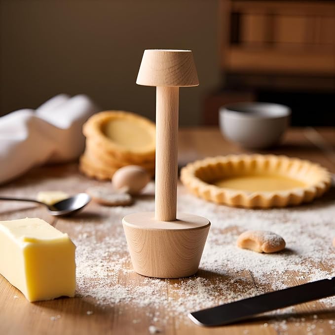 Wooden Tart Tamper, Double Side Pie Pastry Dough Tamper, Egg Tart Pan Mold DIY Cake Pastry Baking Tool for Mini Egg Tart, Cheesecakes, Pasta and Dessert Baking