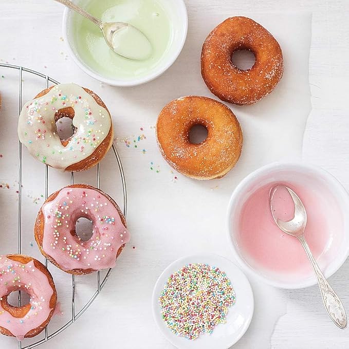 Silicone Donut Pan, Non-Stick Mold, Donut Mold for 6 Full-Size Baking Perfect Shaped Doughnuts - Cake Biscuit Bagels 2Pcs (Mint Green)