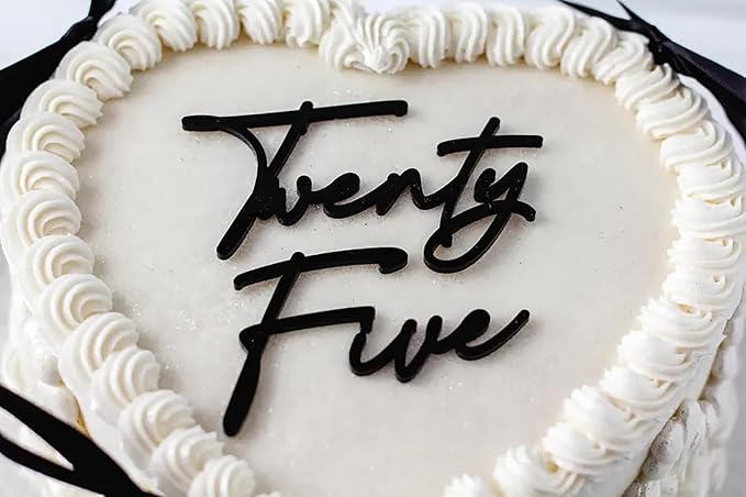 Twenty Five Cake Topper - Acrylic Happy 25th Birthday Cake Decor - Cheers to 25 Years Birthday Party Decorations Supplies