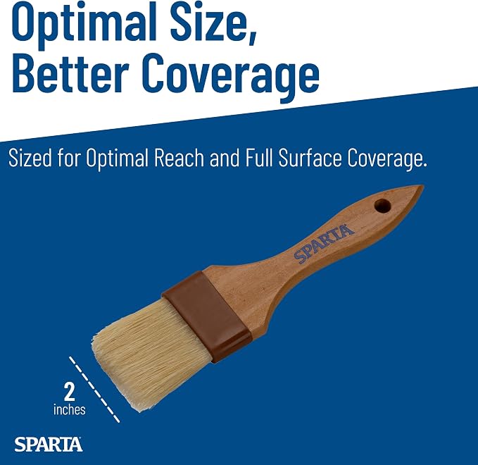 SPARTA Kitchen Basting Brush – 4037400 Basting Brush for Cooking Flat Boar Bristle Brush, Hardwood Handle for Kitchens, Restaurants, Catering, High Heat Food Prep, 2in, Pack of 12