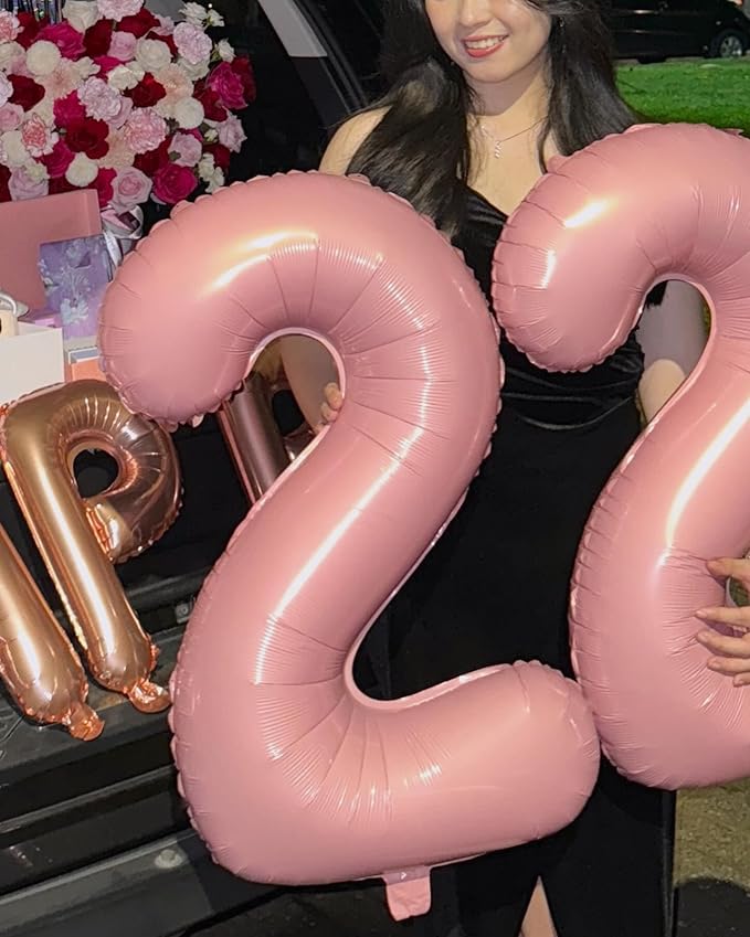 Pearlescent Pink 4 Balloon, Number Balloons 40 Inch, 4th Birthday Decorations for Girls Four Large Numbers for Party Decor, Number 4 Balloon