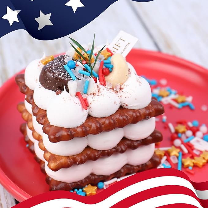 Red White and Blue Sprinkles - Patriotic 4th of July Sprinkles for Cake Decorating, 4.6oz Jimmies Nonpareils Stars Sprinkle Mix, Edible Cake Sprinkle for Baking, Cookie, Cupcake, Ice Cream Toppings