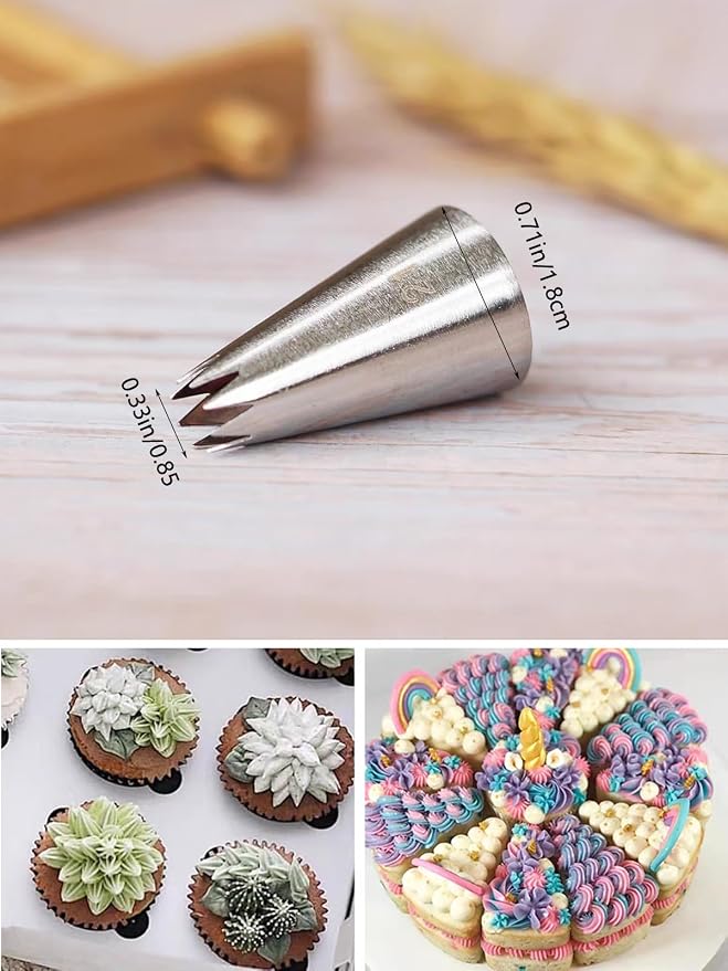 Piping Tip #21, 3-Piece Set – Craft Exquisite Stars, Swirls, and Shells