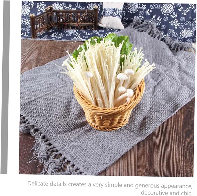 Ciieeo Handwoven Rattan Bread Serving Basket with Lid, Medium Woven Fruit and Vegetable Storage Basket for Kitchen Countertop, Household Dining and Picnic Use
