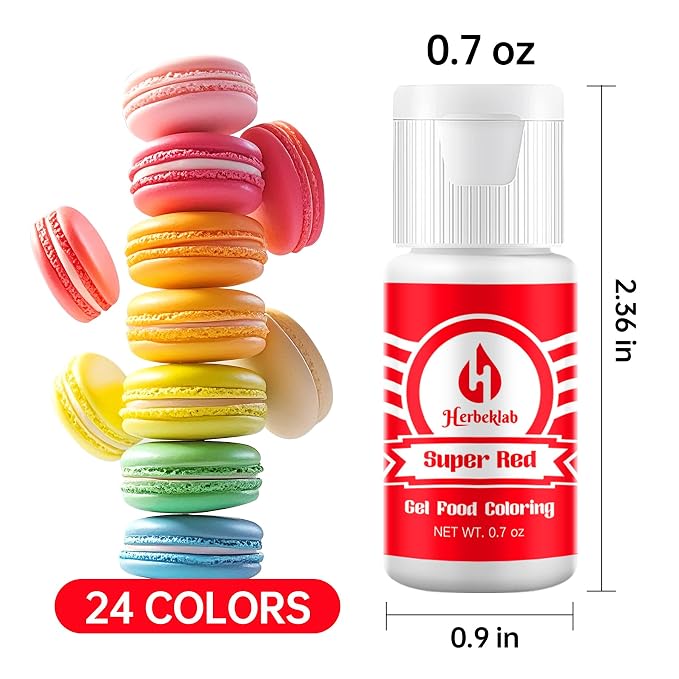Gel Food Coloring Set – 24 Colors x 0.7 oz Concentrated Gel Based Food Dye for Baking, Icing, Cake Decorating, Cookies & Fondant