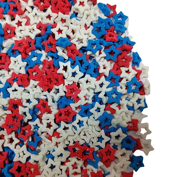 Homankit Patriotic Sprinkles Fourth of July Red White and Blue Edible Star Sprinkles for Baking Cake Cupcake Toppers Cookie Donut Dessert Decoration 2.12 Ounces
