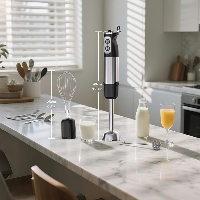 Immersion Blender Handheld,1000W hand blender stainless steel,Stick Blender,2-speed wired mixer, Includes Whisk, Frother, for Kitchen, Baby Food Blender,smoothies