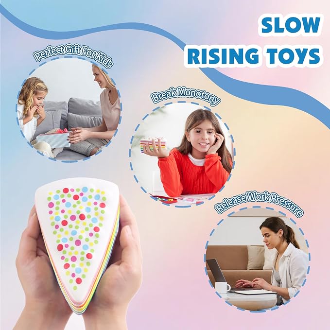 Anboor 5.5" Rainbow Sprinkles Cake Squish Slow Rising Scented Kawaii Fiidget Toys for Kids Adults Autism Birthday Gifts