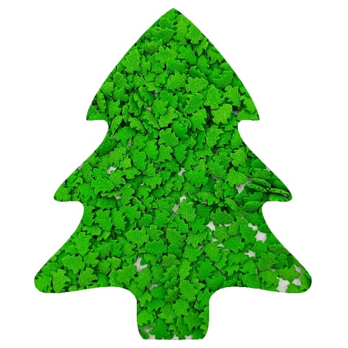 Edible 3.4 oz Green Christmas Tree Confetti Candy Sprinkles Dessert Sprinkle Cupcake Toppers Cookie Decorations for Xmas Cake Decorating
