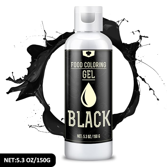 Gel Food Coloring for Halloween - 5.3oz Vivid Food Coloring Gel for Baking, Cake, Icing, Cookie, Fondant and Macaron - Tasteless Food Color Dye for Frosting, Easter Egg, Soap Making and Crafts (Black)