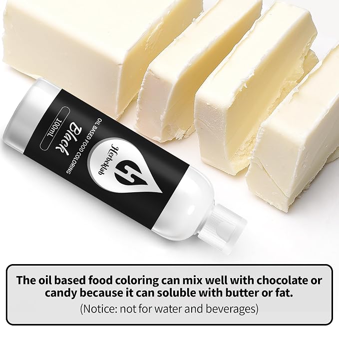 Black Oil Based Food Coloring for Chocolate – Herbeklab 100ml Professional Concentrated Oil Food Dye for Candy Melts, Chocolate, Cake Pops, Strawberries & Baking