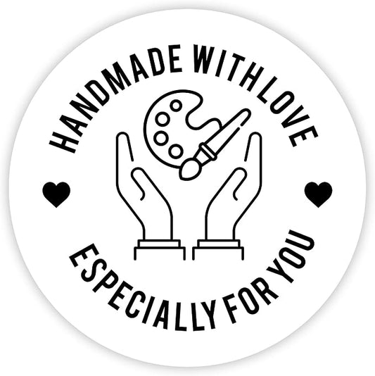 Andaz Press Round Small Business Sticker Labels, 120-Pack, Palette Handmade with Love, Especially for You Wall Art Handmade Stickers for Packaging, Product Labels for Small Business