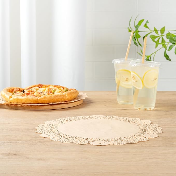 Restaurantware-Pastry Tek 12 x 12 Inch Paper Lace Doilies, 4000 Disposable Table Doilies - Elegant Lace Finish, Long Lasting, Kraft Paper Placemat, for Pastries, Cupcakes, Desserts