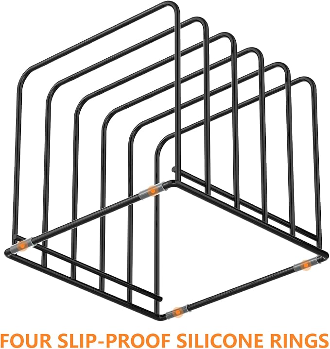 KORRTFID Kitchen Cabinet Organizer, Steel Cookware Holder, Divided Holder with 5 Slots for Skillets Baking Tray and Chopping Board Rack - Baking Pan Holder Storage (1 PC)
