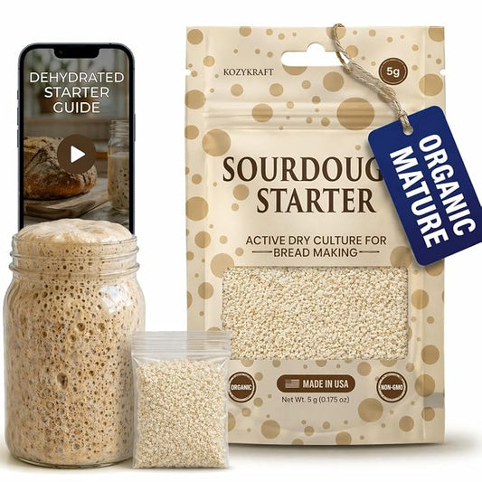 Sourdough Starter Culture – Dehydrated Wild Dry Yeast for Baking Homemade Artisan Bread – Organic, Non-GMO, Fresh, Long-Lasting & Beginner-Friendly (5 Grams)