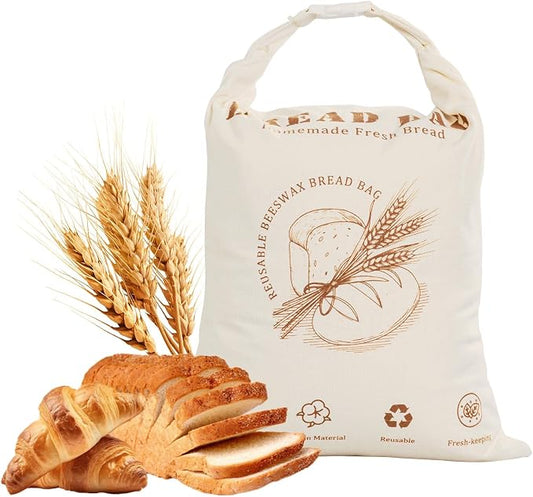 Beeswax Bread Bag, 1 Pack Sourdough Bread Bags for Homemade Bread, 17x13 Inches Bees Wax Wraps Reusable With Freshness Lock Zipper, Keep Bread Fresh for Longer（Caramel loaf-1 Pack）