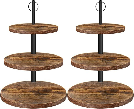 Cupcake Stand, 3 Tier Cake Stands Rustic Dessert Table Display Set Wood Cupcake Tower Cake Stand Tiered Tray Stand for Wedding Birthday Baby Shower 2 Pack