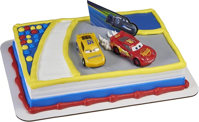 DecoSet® Disney and Pixar Cars 3 Ahead of The Curve Cake Topper, 3-Piece Set featuring Lightning McQueen, Cruz Ramirez, and Jackson Storm