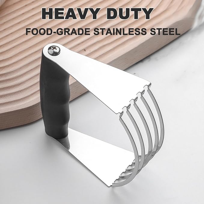 Dough Blender - Pastry Cutter Stainless Steel Butter Cutter, Pastry Blender for Easy Mixing, Pasta, Pie Crusts, Cake, Biscuits Baking Tools (Black)