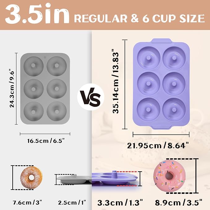 Silicone Donut Pan Baking: 3.5 Inch Doughnut Pans with Metal Frame -Nonstick Silicone Donut Molds for Baking Gluten Free Glazed Vegan Protein Donuts Bagel - for Oven Kitchen - Home Bakers